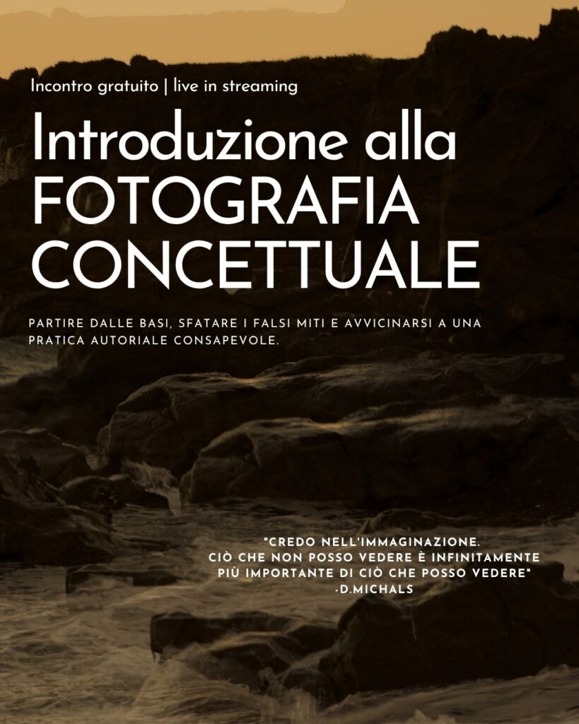 Locandina dell'incontro gratuito online "Introduzione alla Fotografia Concettuale"