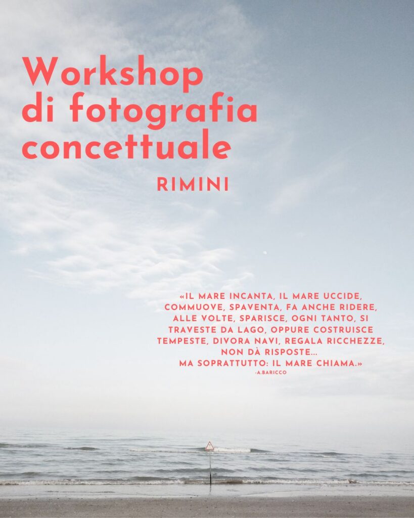 Cosa scrivere: Locandina del workshop di fotografia concettuale a Rimini.